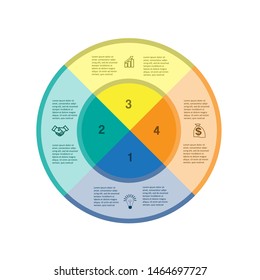 Template for infographics. Business project. Colorful ring. 4 positions.