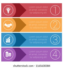 Template infographics from colorful strips. Business concept for 4 positions.