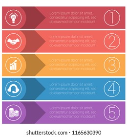 Template infographics from colorful strips. Business concept for 5 positions.