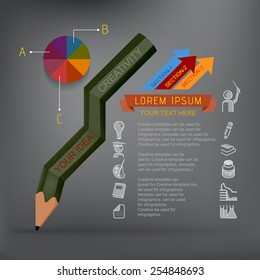 Template with infographics and element icons for education.