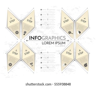 Template for infographics. Elements of the paper business concept vintage. Vector illustration