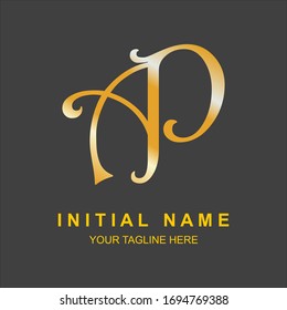 Template Initial Letter AP Gold Design