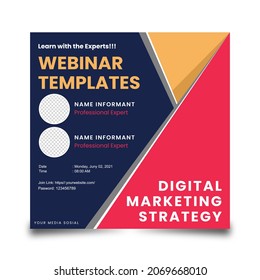 Template Instagram posts simple design webinar, online meeting flyer. Collection of modern editable Social Media banner Templates. Perfect for social media. Template Seminar