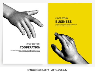 Template for an invitation to a business event, conference or workshop. Finger pointing information. 3D vector for brochure, poster, flyer or banner.