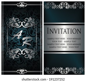 Template of invitation. Can be used as a wedding invitation. Vintage seamless wallpaper, striped background     