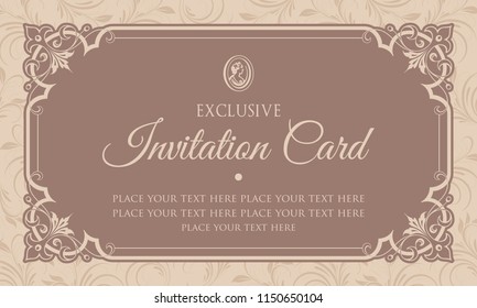 Template for invitation card design in vintage style
