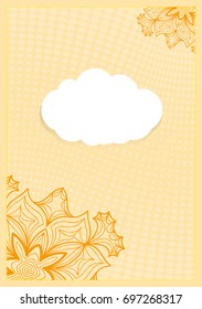 Template Invitation Card with Floral Ornament. Vector illustration. Orange Color.