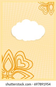 Template Invitation Card with Floral Ornament. Vector illustration. Orange Color.