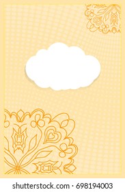 Template Invitation Card with Floral Ornament. Vector illustration. Orange Color.