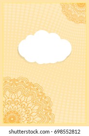 Template Invitation Card with Floral Ornament. Vector illustration. Orange Color.