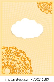 Template Invitation Card with Floral Ornament. Vector illustration. Orange Color.