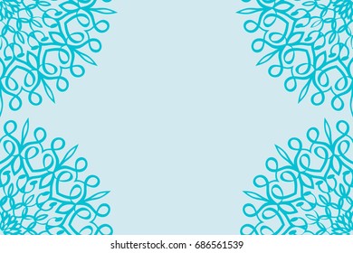 template invitation card with mandala border element. Floral geometric design. for birthday, Wedding, Valentine's day greeting cards. blue color. vector illustration