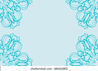 template invitation card with mandala border element. Floral geometric design. for birthday, Wedding, Valentine's day greeting cards. blue color. vector illustration