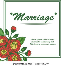 Template for invitation card of marriage, with art of colorful rose flower frame. Vector