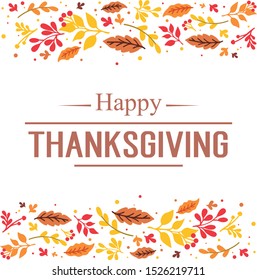 Template invitation card of thanksgiving, with ornament of autumn leaves frame. Vector