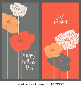 Template invitation cards. Flowers vector illustration.