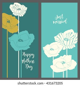 Template invitation cards. Flowers vector illustration.