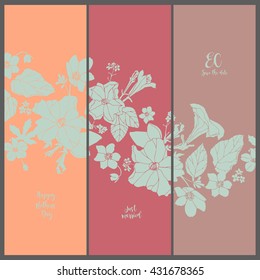 Template invitation cards. Flowers vector illustration.