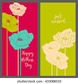 Template invitation cards. Flowers vector illustration.