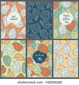 Template invitation cards. Leafs vector illustration.