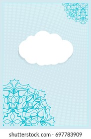 Template Invitation with a Cloud for Text, Background Lace Ornament. Vector illustration. Blue color. For Design Invitations, Postcards