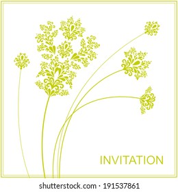 Template invitation with filigree flowers