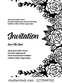 Template for invitation with flower hand draw vector art