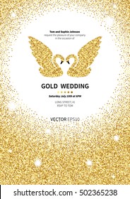 Template for invitation with gold background. Gold glitter card design. Vector design template invitation gold wedding 