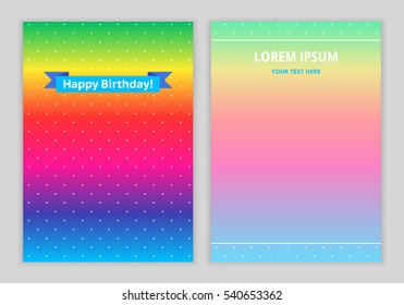 Template for invitation, greeting card, certificate, cover. Design Birthday. The front and back side. Space for text.