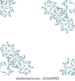 Template for invitation, greeting card, save date or another holidays vintage style in blue color. Delicate frame with  vintage element. All elements are hidden under clipping mask