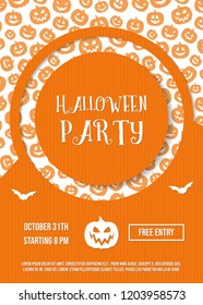 Template of invitation for Halloween Party with scary pumpkins. Vector.