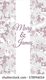 Template of invitation lace card for wedding