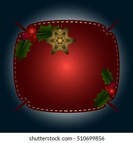 template for invitation, postcard, logo with red frame and christmas decorations