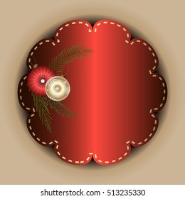 template for invitation, postcard, logo with red frame and christmas decorations