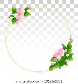 Template for invitation, sales, packaging, cosmetics, perfume. banner with Cherry Blossom. Blossoming sakura branch. Space for text.Floral background for greeting card. trendy creative frame.Eps10 