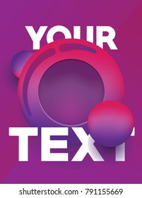 Template for invitation text or greeting card on lilac background with abstract gradient circles and bubbles vector image. Abstract purple background with circles for your text