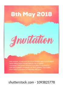 Template Invitation with watercolor vector illustration