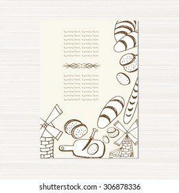 Template invitations, the menu. Bread loaf. sketch
