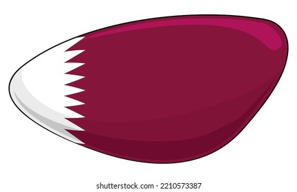 Plantilla con forma irregular decorada con el diseño de la bandera de Qatar, aislada sobre fondo blanco.