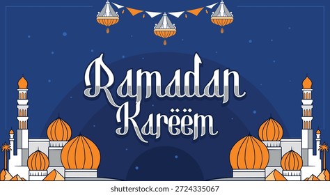 Vorlage islamischen Banner mit Moschee und hängende Laterne Illustrationen für ramadan kareem Thema