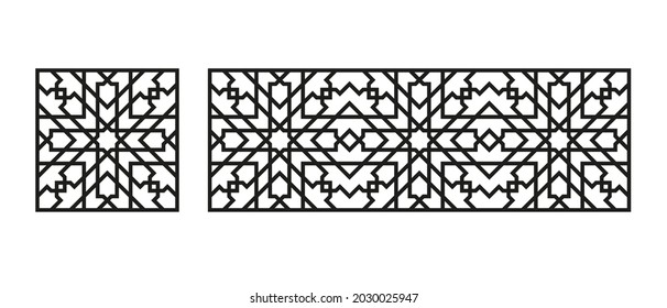 Template Islamic pattern for laser cutting or paper cut isolated on white background. Vector illustration.