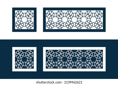 Modelo islámico para corte láser o corte de papel. Ilustración vectorial.