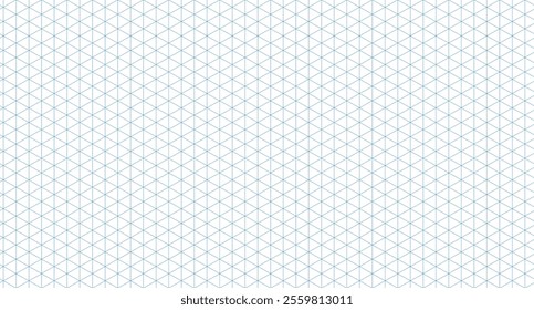 Template isometric grid seamless pattern. Blue isometric grid. Outline isometric graph template background. Vector illustration