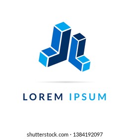 Template J and L logo. Abstract geometric business badge, corporate design elements