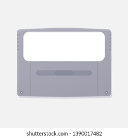 Template of japanese design game cartridge of fourth generation game consoles. Plastic case of classic game cartridge.