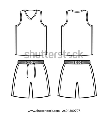 Template jersey basketball v neck flat design outline vector