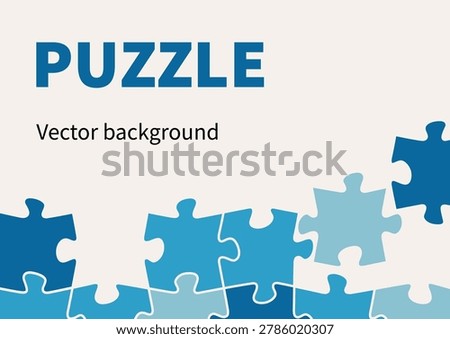 Template with jigsaw puzzle pieces for flyer, sale, invitation, autism poster. Space for text. Vector illustration.