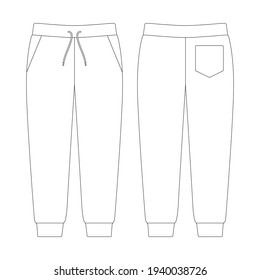 Dibujo plano de diseño de la ilustración vectorial de los pantalones de correr de plantilla