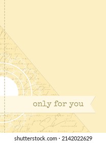 Template Just for you for notes, to-do list, ideas, wishes, plans, fantasies. Album vintage scrapbooking. Vector illustration