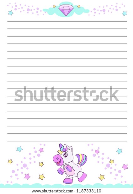 Template Kids Notebook Sheet Cute Cartoon Stock Vector (Royalty Free ...